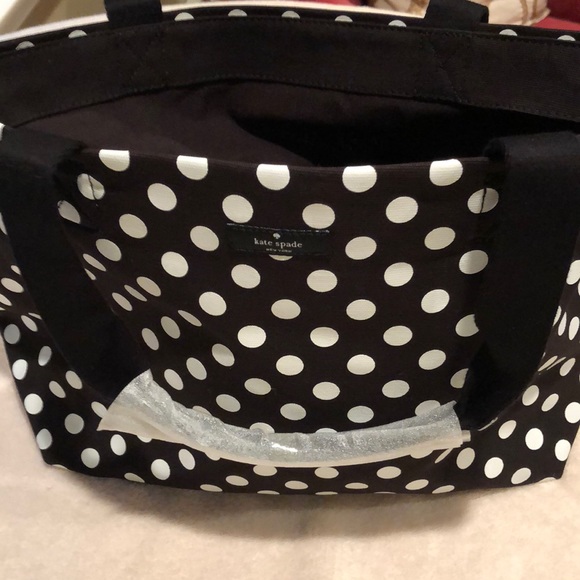 kate spade Handbags - Kate spade black/white polka dot canvas tote(NWOT)